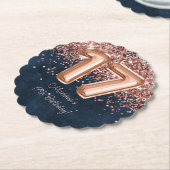 Roos Gold Navy Blue 17e verjaardagsfeestje Kartonnen Onderzetters (Gekanteld)