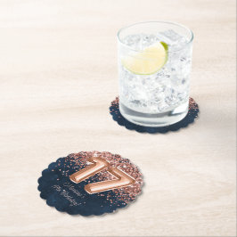 Roos Gold Navy Blue 17e verjaardagsfeestje Kartonnen Onderzetters