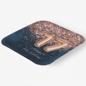 Roos Gold Navy Blue 17e verjaardagsfeestje Papieren Bordje (Gebogen)