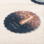 Roos Gold Navy Blue 1e verjaardagsfeestje Kartonnen Onderzetters (Gekanteld)