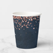 Roos Gold Navy Blue 1e verjaardagsfeestje Papieren Bekers (Achterkant)
