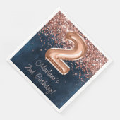 Roos Gold Navy Blue 2e verjaardagsfeestje Servet (Hoek)