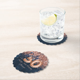 Roos Gold Navy Blue 30ste verjaardagsfeestje Kartonnen Onderzetters