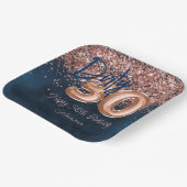 Roos Gold Navy Blue 30ste verjaardagsfeestje Papieren Bordje (Gebogen)