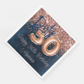 Roos Gold Navy Blue 30ste verjaardagsfeestje Servet (Hoek)