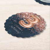 Roos Gold Navy Blue 3e verjaardagsfeestje Kartonnen Onderzetters (Gekanteld)