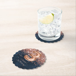 Roos Gold Navy Blue 3e verjaardagsfeestje Kartonnen Onderzetters