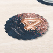 Roos Gold Navy Blue 4e verjaardagsfeestje Kartonnen Onderzetters (Gekanteld)