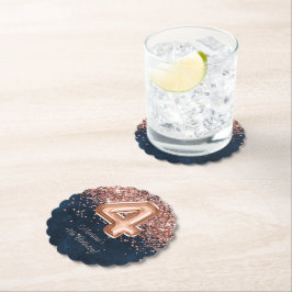 Roos Gold Navy Blue 4e verjaardagsfeestje Kartonnen Onderzetters