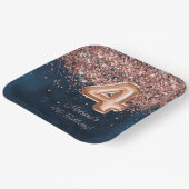 Roos Gold Navy Blue 4e verjaardagsfeestje Papieren Bordje (Gebogen)