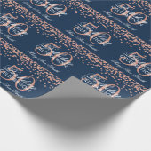 Roos Gold Navy Blue 50e verjaardag Glitter Confett Cadeaupapier (Hoek)