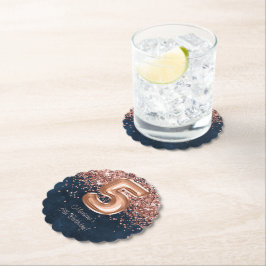 Roos Gold Navy Blue 5e verjaardagsfeestje Kartonnen Onderzetters