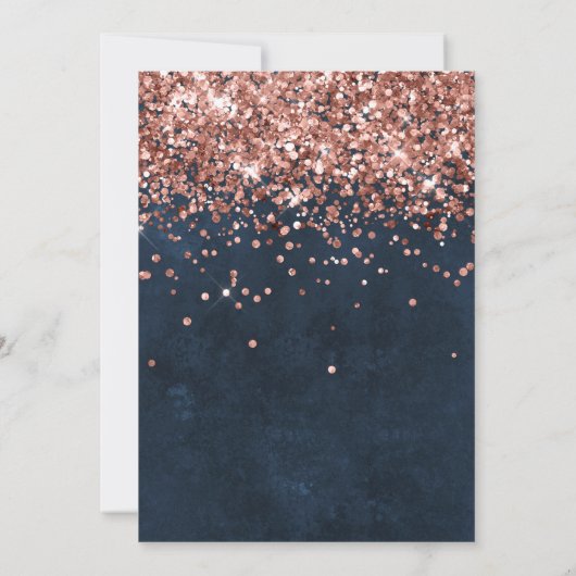 Roos Gold Navy Blue 5e Verjaardagsfeestuitnodiging Kaart (Achterkant)