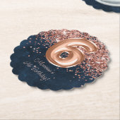 Roos Gold Navy Blue 6e verjaardagsfeestje Kartonnen Onderzetters (Gekanteld)