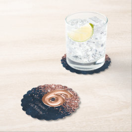 Roos Gold Navy Blue 6e verjaardagsfeestje Kartonnen Onderzetters