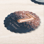 Roos Gold Navy Blue 7e verjaardagsfeestje Kartonnen Onderzetters (Gekanteld)