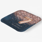 Roos Gold Navy Blue 7e verjaardagsfeestje Papieren Bordje (Gebogen)