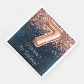 Roos Gold Navy Blue 7e verjaardagsfeestje Servet (Hoek)
