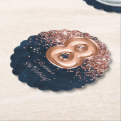 Roos Gold Navy Blue 8e verjaardagsfeestje Kartonnen Onderzetters (Gekanteld)