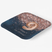 Roos Gold Navy Blue 9e verjaardagsfeestje Papieren Bordje (Gebogen)