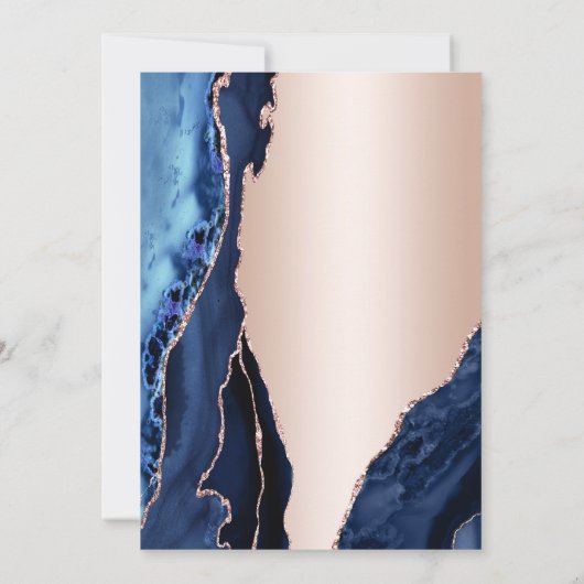 Roos Gold Navy Blue Agaat 18e verjaardag Kaart (Achterkant)