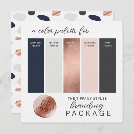 Roos Gold Navy Blue & Blush Color Palette Kaart (Voorkant / Achterkant)