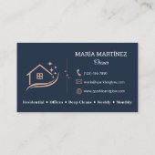 Roos Gold Navy Blue Cleaning Service House Sparkle Visitekaartje (Achterkant)