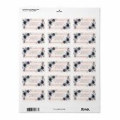 Roos Gold Navy Blue Dusty Pink Floral Address Etiket (Full Sheet)