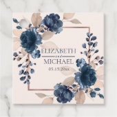 Roos Gold Navy Blue Dusty Pink Floral Wedding Bedankjes Labels (Voorkant)