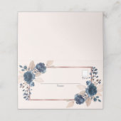 Roos Gold Navy Blue Dusty Pink Floral Wedding Plaatskaartje (Buitenkant ongevouwen)