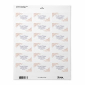 Roos Gold & Navy Blue Elegant Wedding Address Etiket (Full Sheet)