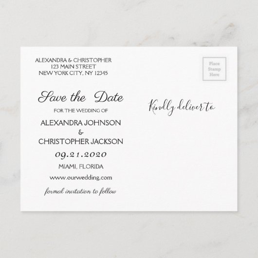 Roos Gold Navy Blue Floral Save the Date Aankondigingskaart (Achterkant)