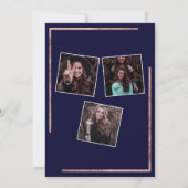 Roos Gold Navy Blue Foto's Virtual Afstuderen Kaart (Achterkant)