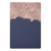 Roos Gold Navy Blue Girly Glitter Dust Monogram Mini Klembord (Achterkant)