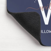 Roos Gold Navy Blue Girly Glitter Dust Monogram Muismat (Hoek)