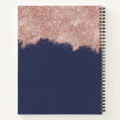 Roos Gold Navy Blue Girly Glitter Dust Monogram Notitieboek (Achterkant)