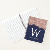 Roos Gold Navy Blue Girly Glitter Dust Monogram Notitieboek (Binnen)