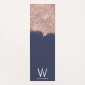 Roos Gold Navy Blue Girly Glitter Dust Monogram Yogamat (Voorkant)