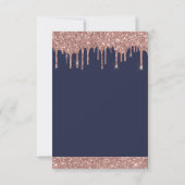 Roos Gold Navy Blue Glitter Alle leeftijden Verjaa Kaart (Achterkant)