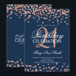 Roos Gold Navy Blue Glitter Confetti 21st Birthday Kaart<br><div class="desc">Elegante 21ste verjaardag Roos Gold Faux Glitter Confetti Navy Blue uitnodiging sjabloon. Geweldig voor 21e verjaardagsfeestjes en meer!</div>