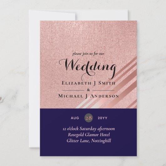 Roos Gold Navy Blue Glitter Folie (Voorkant)