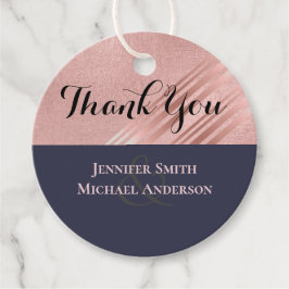 Roos Gold Navy Blue Glitter Folie Bedankjes Labels