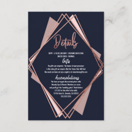 Roos Gold Navy Blue Mauve Geometric Details Informatiekaartje