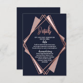 Roos Gold Navy Blue Mauve Geometric Details Informatiekaartje (Voorkant / Achterkant)