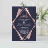 Roos Gold Navy Blue Mauve Geometric Details Informatiekaartje (Staand voorkant)