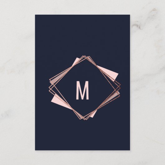 Roos Gold Navy Blue Mauve Geometric Details Informatiekaartje (Achterkant)