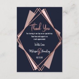 Roos Gold Navy Blue Mauve Geometric Hartelijk dank Bedankkaart