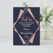 Roos Gold Navy Blue Mauve Geometric Hartelijk dank Bedankkaart (Staand voorkant)