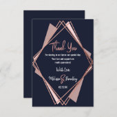 Roos Gold Navy Blue Mauve Geometric Hartelijk dank Bedankkaart (Voorkant / Achterkant)