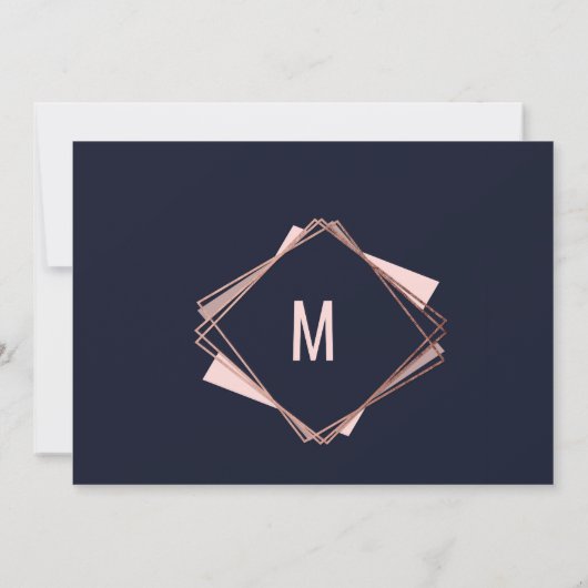 Roos Gold Navy Blue Mauve Geometric Save the Date Kaart (Achterkant)